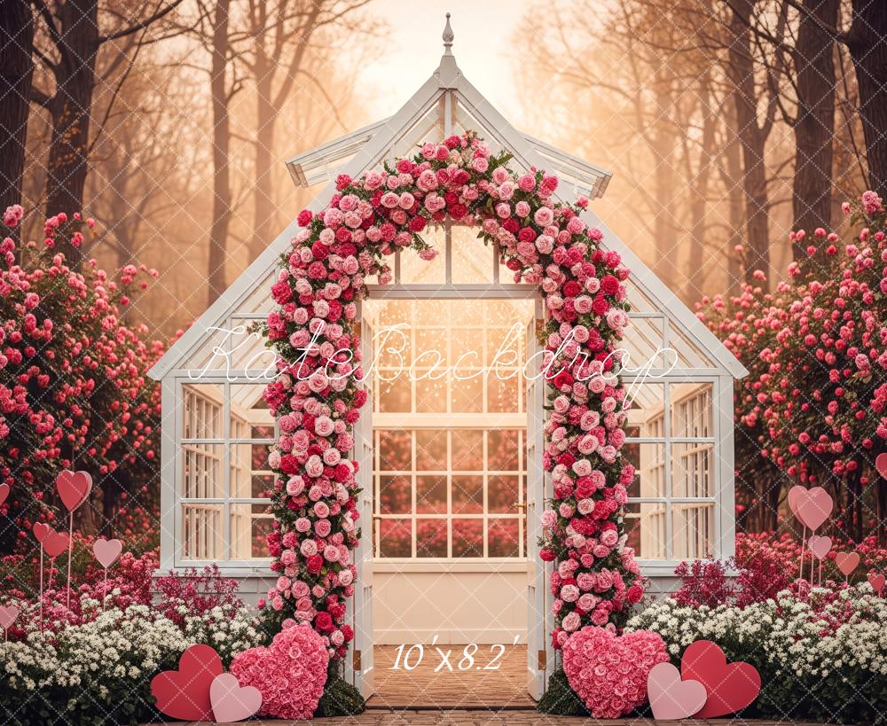 Kate Flower Arch Pink Roses Greenhouse Backdrop Designed by Patty Roberts