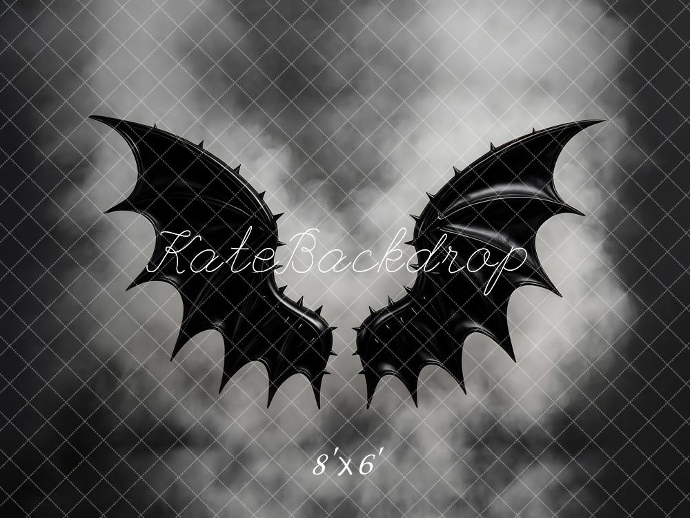 Kate Black Bat Wings Grey Smoke Backdrop Designed by Mini MakeBelieve