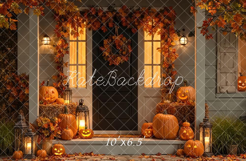 Kate Halloween Pumpkins Porch Backdrop Designed by Emetselch