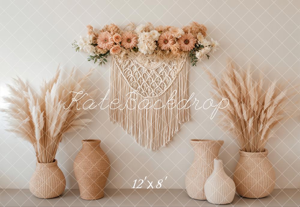 Kate Boho Macrame Arch Pampas Fleece Backdrop Designed by Emetselch - Kate Backdrop AU
