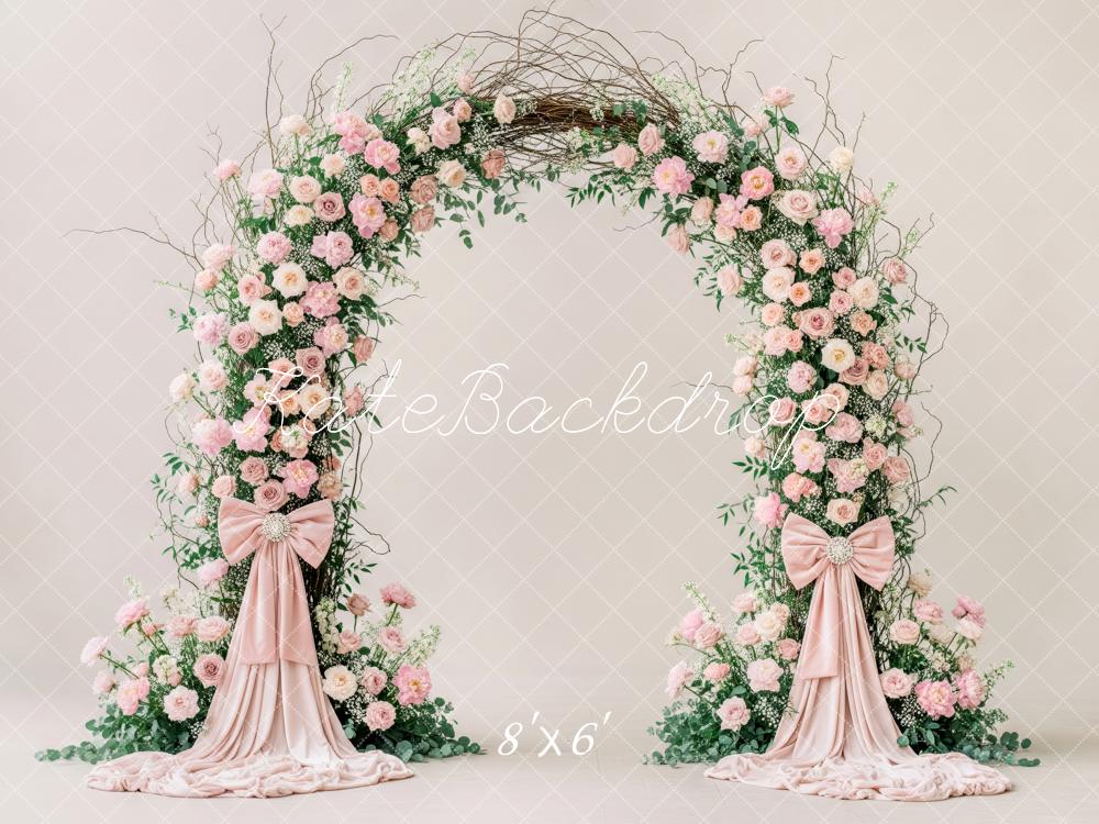 Kate Flower Arch Pink Bow Wedding Backdrop Designed by Patty Roberts