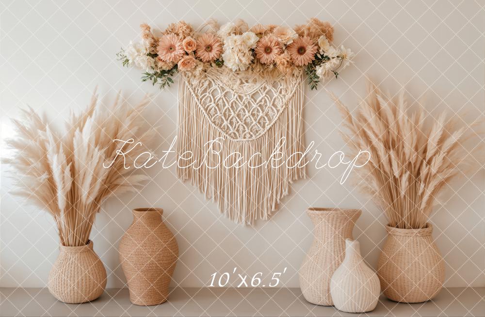 Kate Boho Macrame Pampas Grass Backdrop Designed by Emetselch - Kate Backdrop AU