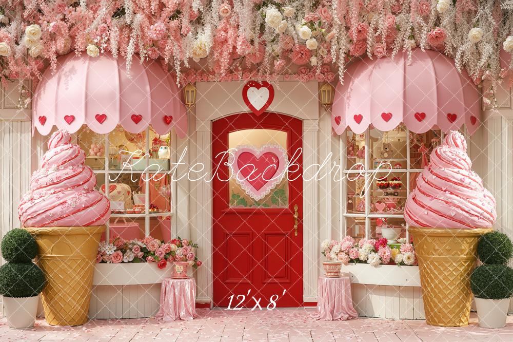 Kate Ice Cream Shop Pink Valentine's Day Backdrop Designed by Chain