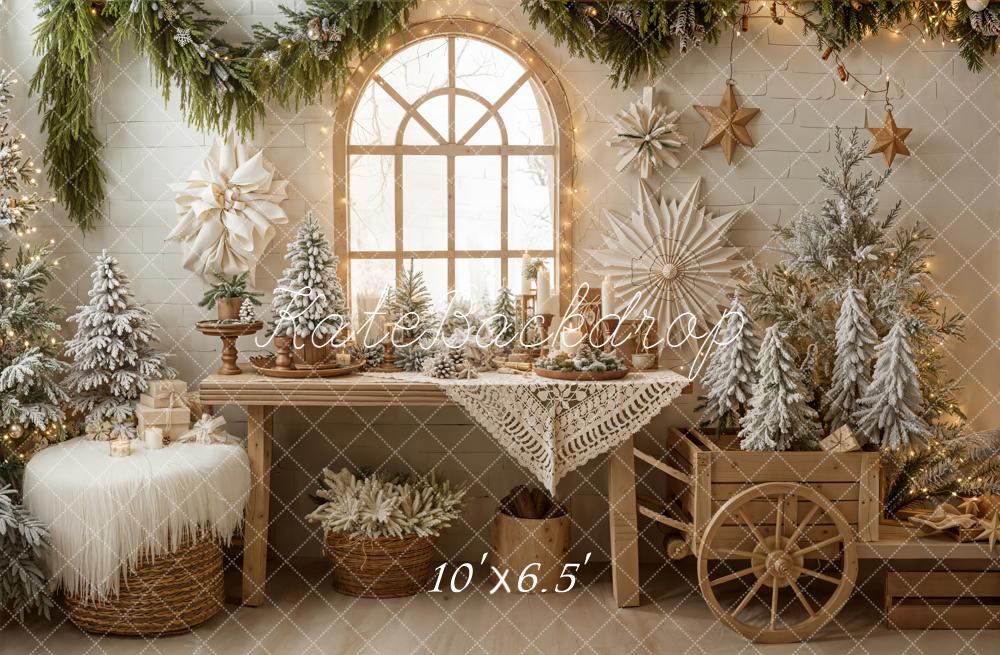 Kate Christmas Frosted Trees Window Backdrop Designed by Emetselch