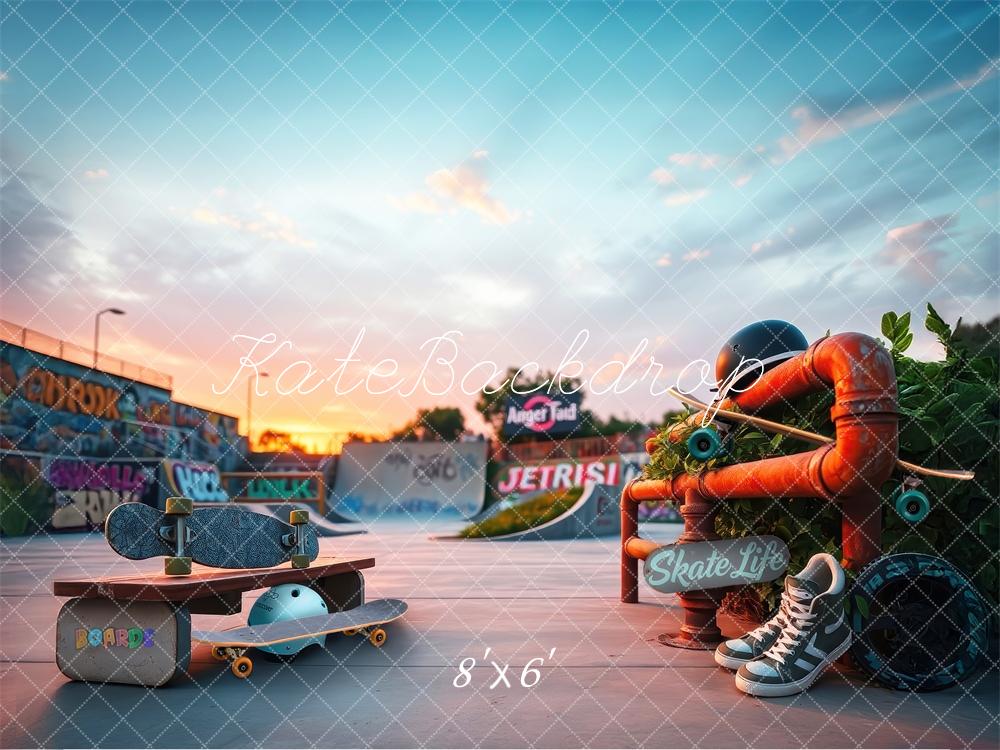 Kate Skatepark Graffiti Skateboards Backdrop Designed by Laura Bybee - Kate Backdrop AU