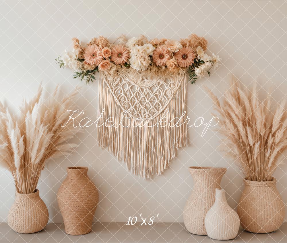 Kate Boho Macrame Arch Pampas Fleece Backdrop Designed by Emetselch - Kate Backdrop AU