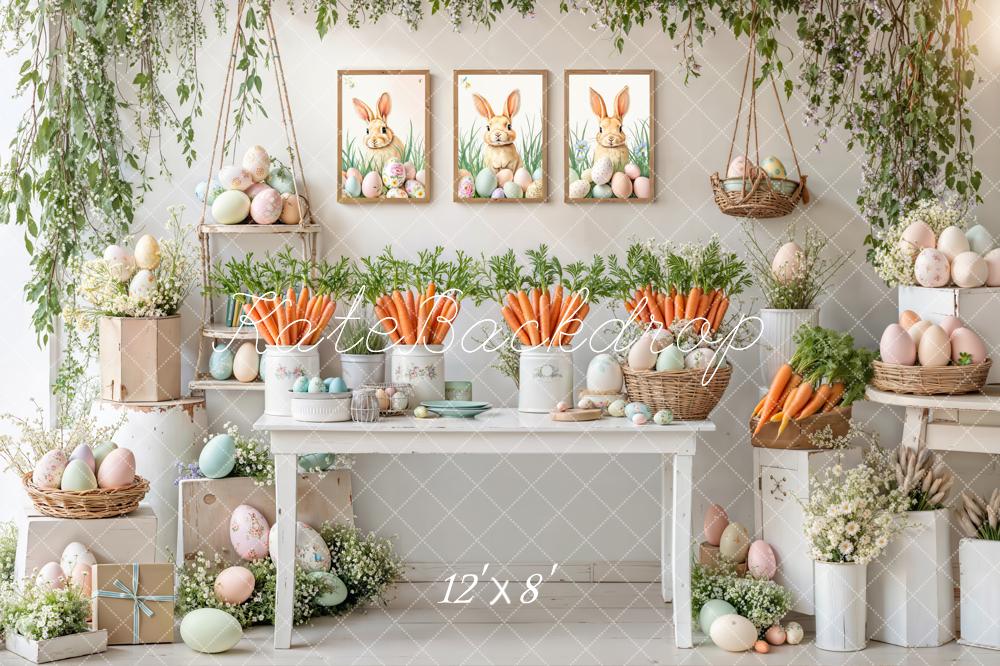 Kate Easter Bunny Carrots Eggs Backdrop Designed by Emetselch