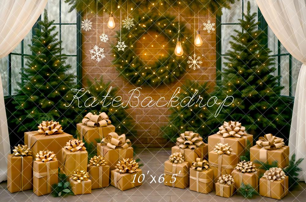 Kate Christmas Presents Pine Trees Backdrop Designed by Mini MakeBelieve - Kate Backdrop AU