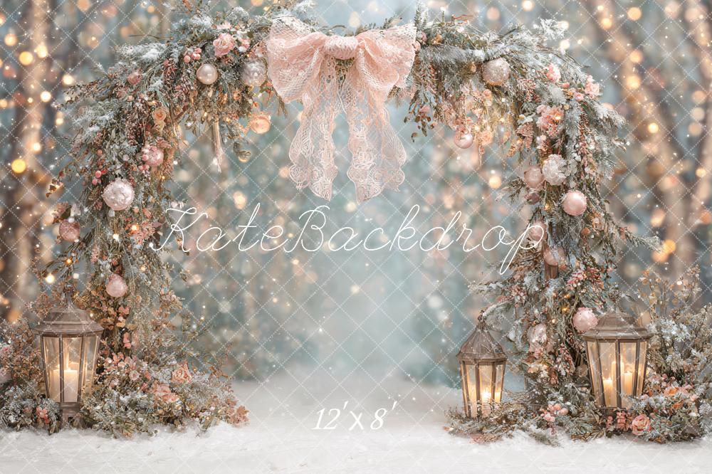 Lightning Deals-C1 Kate Flower Arch Bokeh Snowy Backdrop Designed by Ashley Paul
