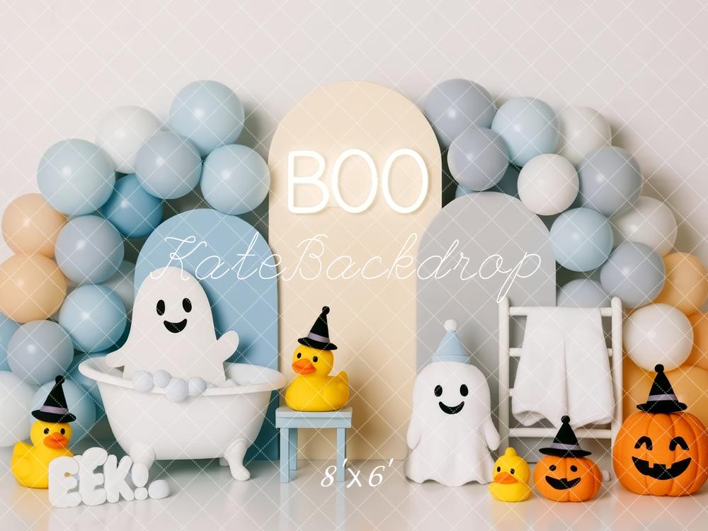 Kate Halloween Ghost Bathtub Balloons Backdrop Designed by Patty Roberts - Kate Backdrop AU