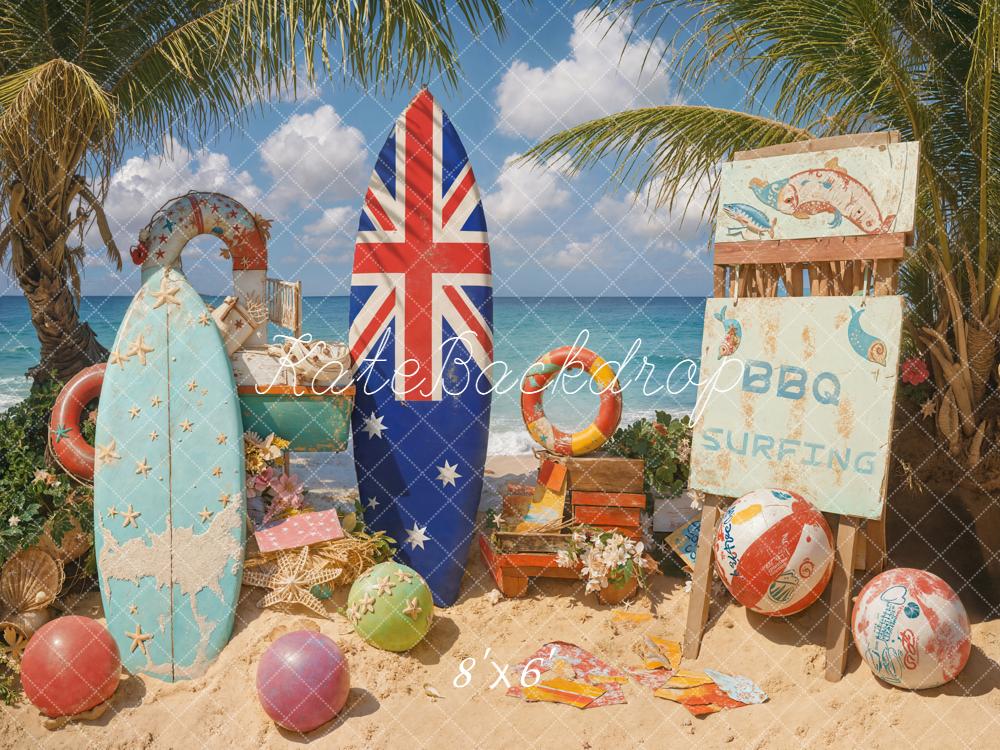Kate Summer Surfboards BBQ Beach Backdrop Designed by Emetselch