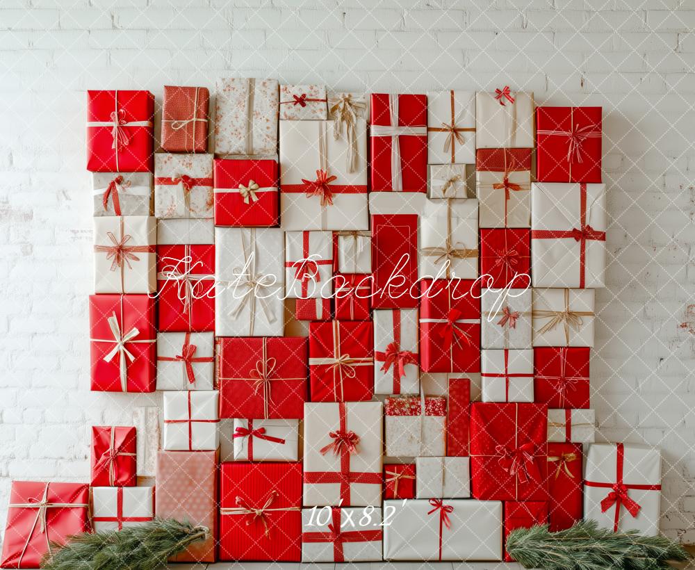 Kate Christmas Presents Brick Wall Backdrop Designed by Patty Roberts - Kate Backdrop AU