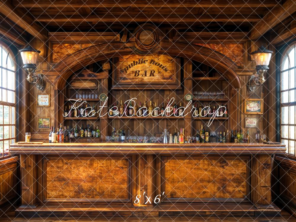 AUSALE Kate Vintage Pub Bar Counter Wood Backdrop Designed by Emetselch