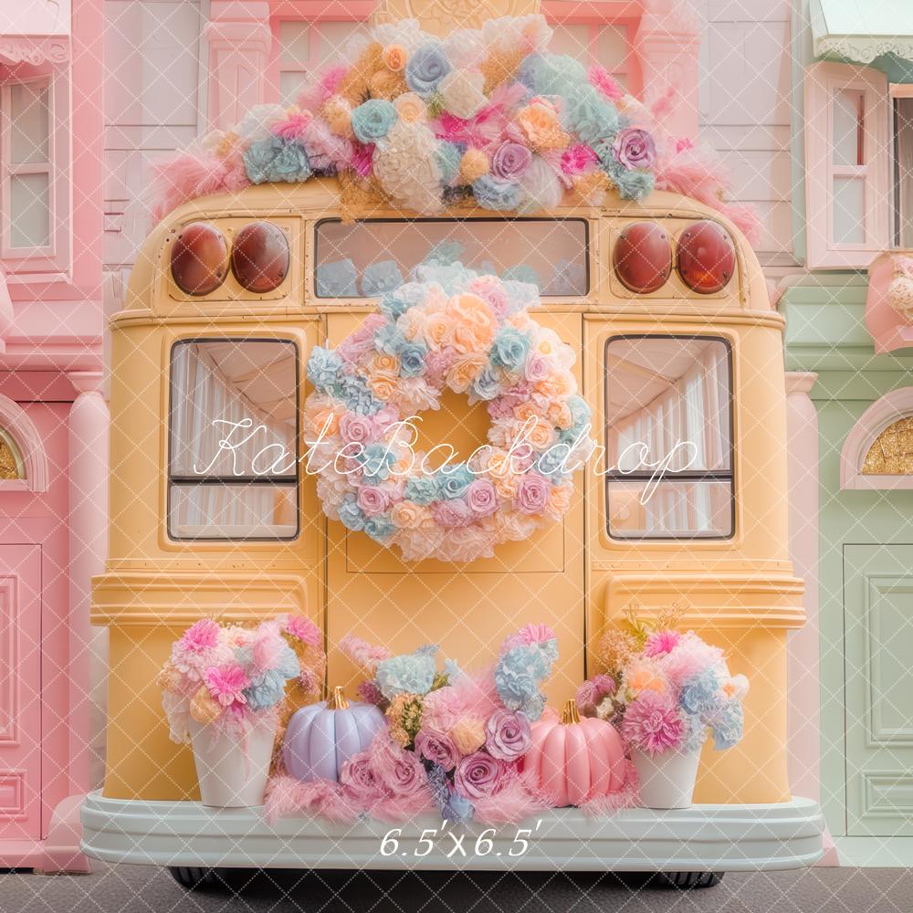 Kate Flower Bus Houses Backdrop Designed by Mini MakeBelieve - Kate Backdrop AU
