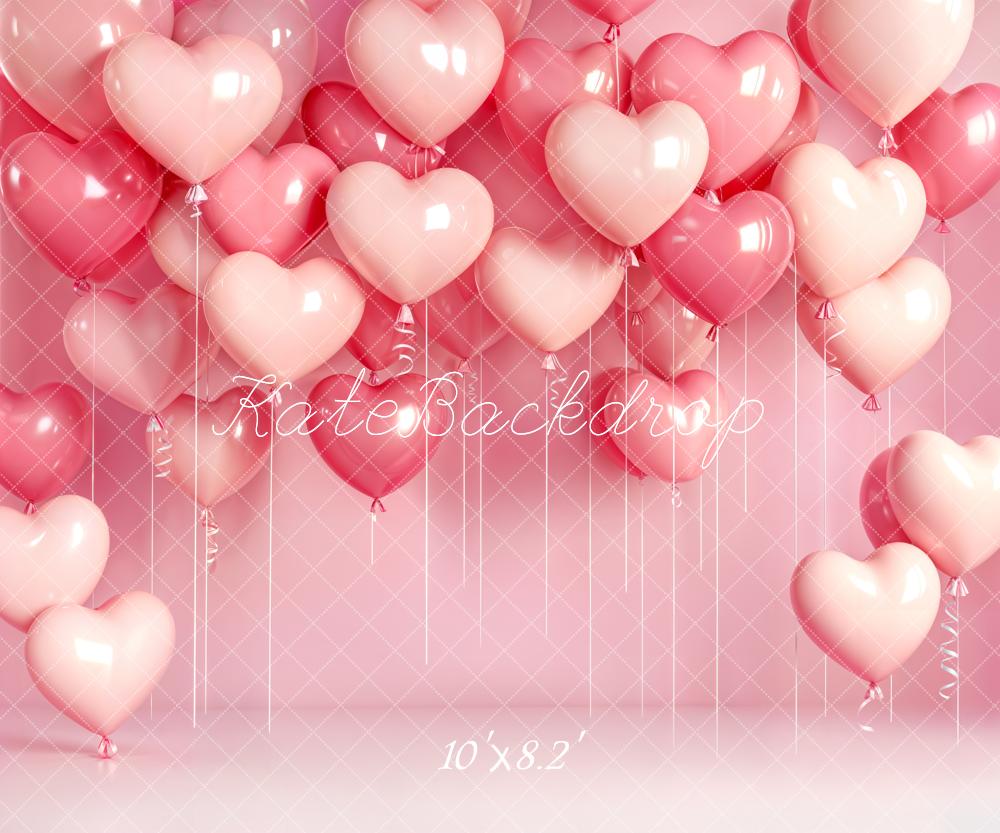 Kate Heart Balloons Pink Gradient Backdrop Designed by Emetselch