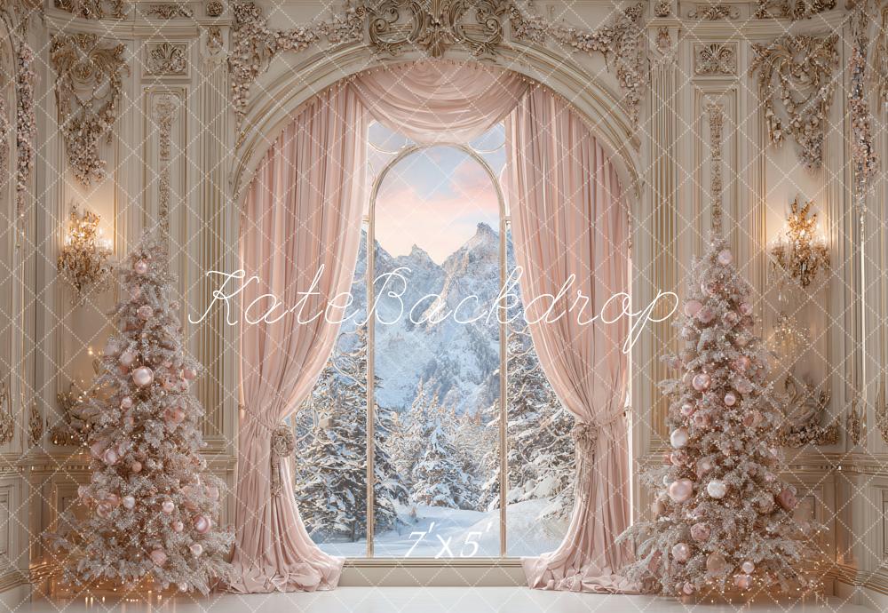 Kate Christmas Arch Snowy Mountains Backdrop Designed by Ashley Paul