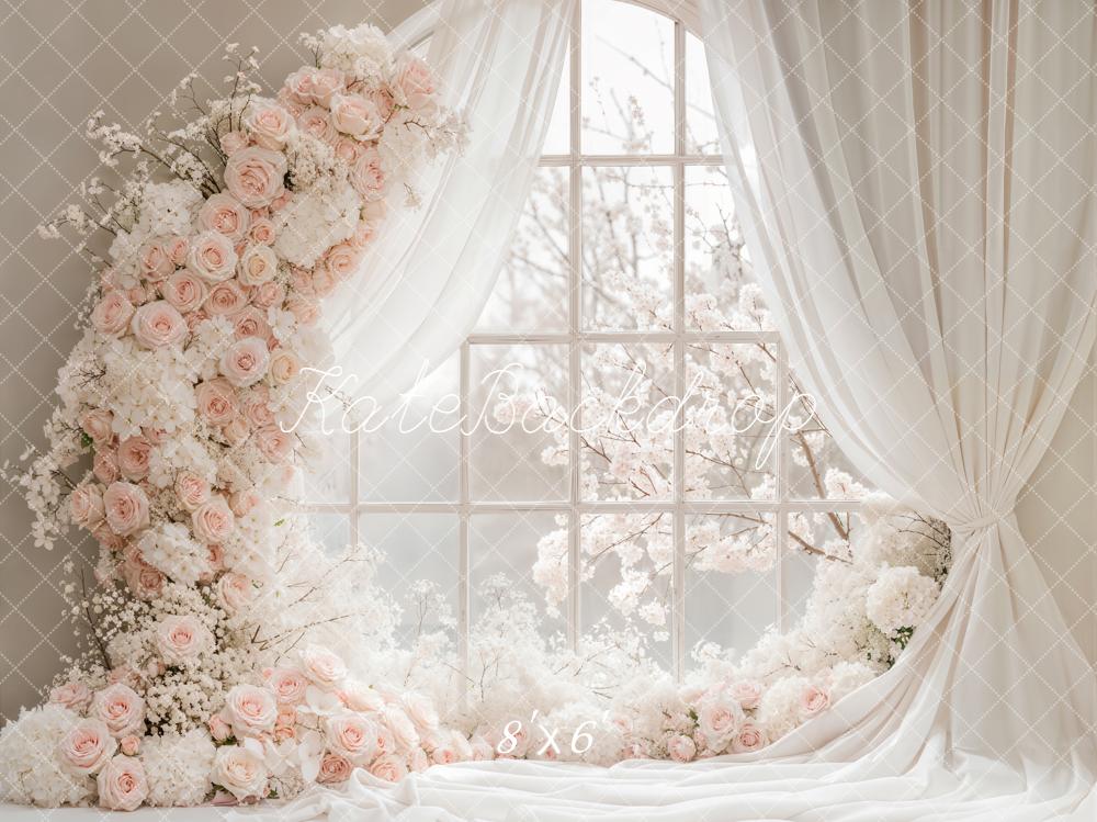 Kate Spring Flower Window Curtains Backdrop Designed by Emetselch