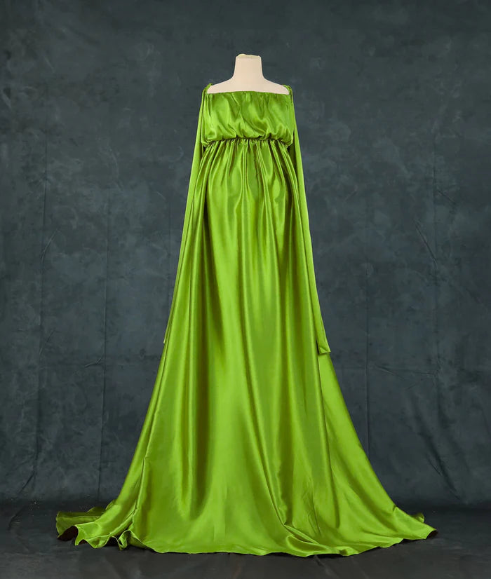 Kate Simulated Silk One Shoulder Trailing Maternity Photoshoot Dress - Kate Backdrop AU