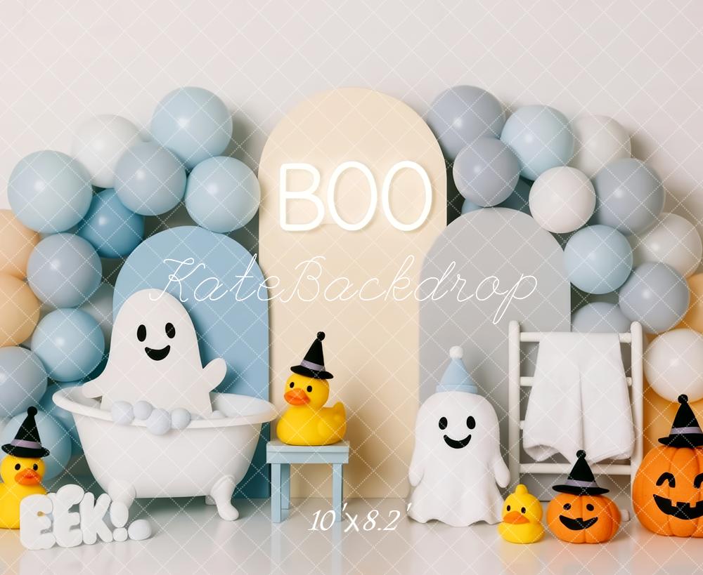 Kate Halloween Ghost Bathtub Balloons Backdrop Designed by Patty Roberts - Kate Backdrop AU