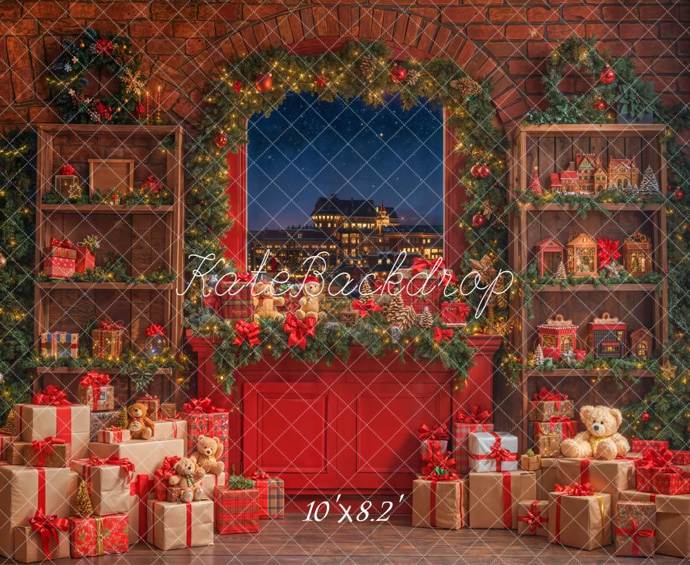 Kate Red Christmas Window Backdrop Designed by Emetselch