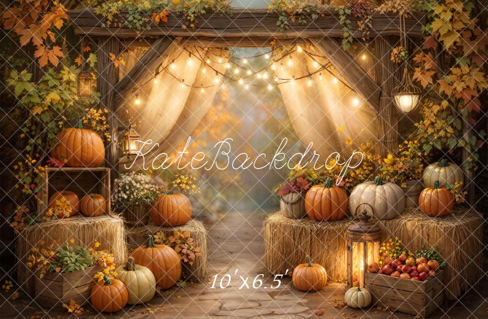 Kate Autumn Pumpkins Hay Fleece Backdrop Designed by GQ - Kate Backdrop AU