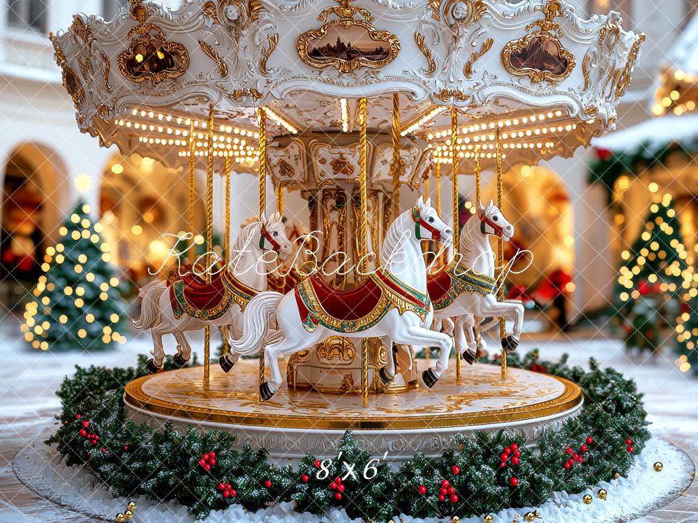 Kate Carousel Horses Christmas Backdrop Designed by Mini MakeBelieve - Kate Backdrop AU