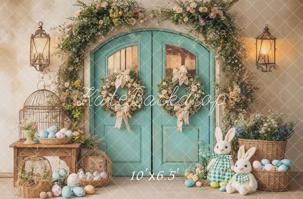 Kate Easter Bunny Blue Door Backdrop Designed by Emetselch