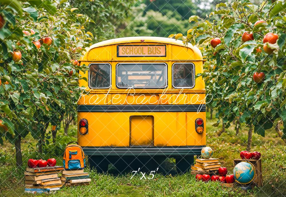 Kate Back To School Bus Apple Orchard Backdrop Designed by Emetselch - Kate Backdrop AU