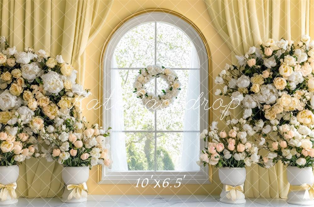 Kate Spring Arch Yellow Window Curtains Backdrop Designed by Mini MakeBelieve - Kate Backdrop AU