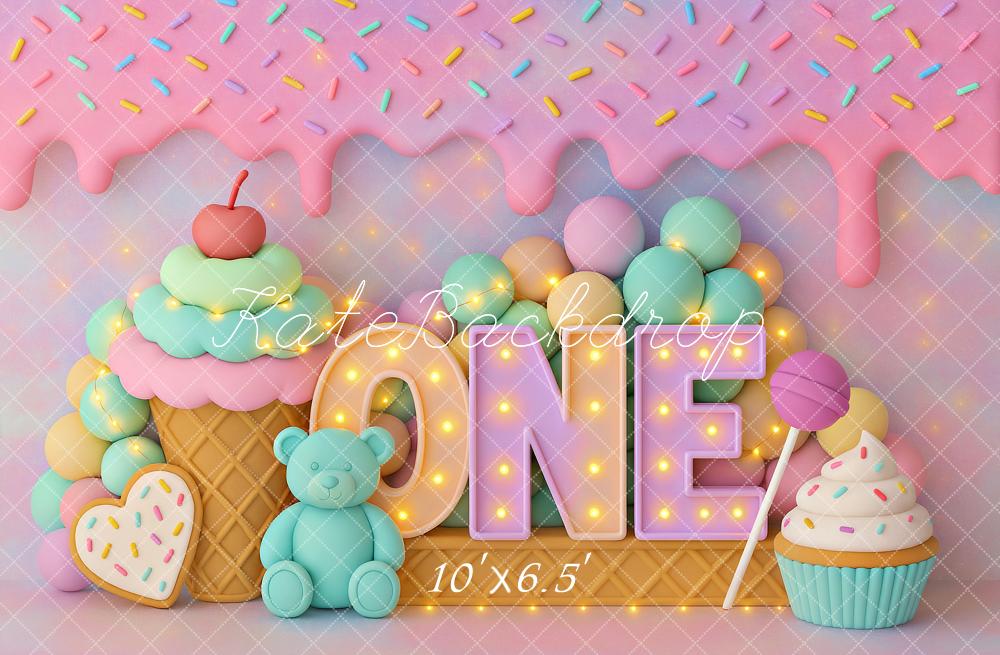 Kate Cake Smash ONE Ice Cream Backdrop Designed by Ashley Paul