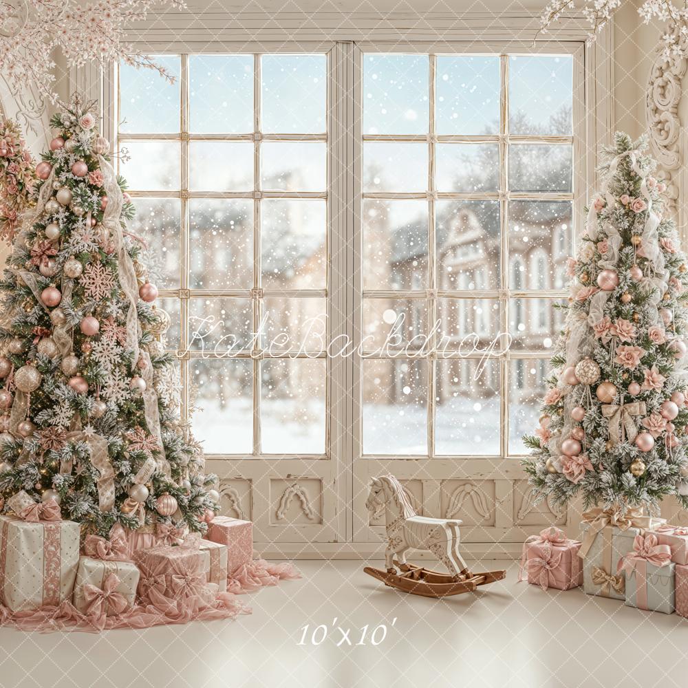 Kate Christmas Trees Presents Window Backdrop Designed by Emetselch - Kate Backdrop AU