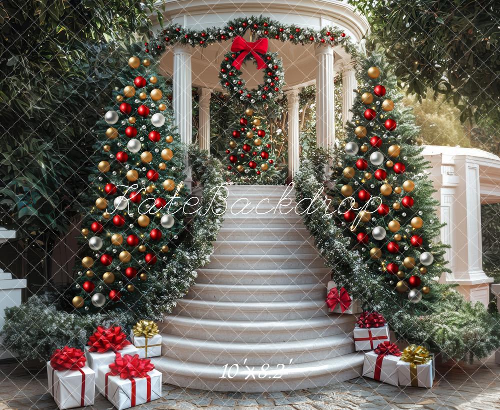 Kate Christmas Gazebo Wreath Baubles Backdrop Designed by Mini MakeBelieve - Kate Backdrop AU