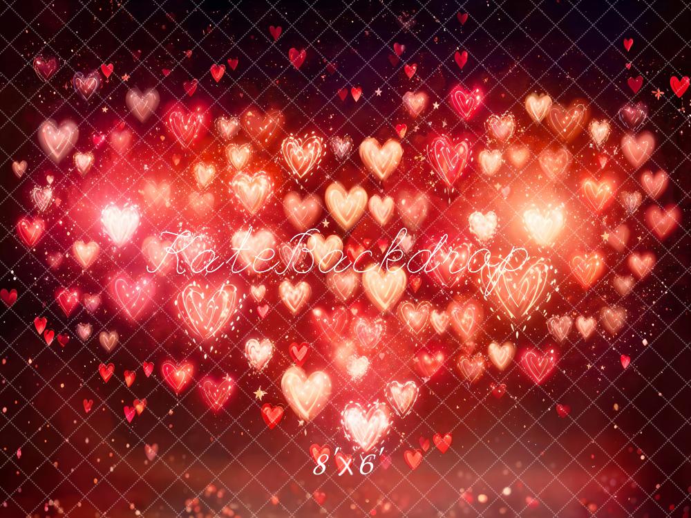 Kate Valentine's Day Red Hearts Bokeh Backdrop Designed by Emetselch