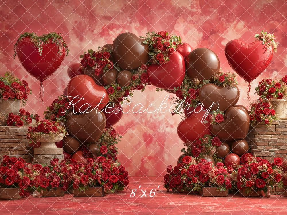 Kate Heart Balloons Roses Arch Backdrop Designed by Emetselch