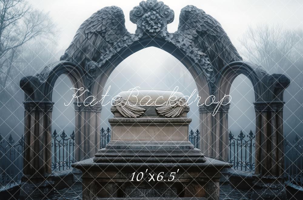 Kate Gothic Columns Angel Wings Misty Backdrop Designed by Mini MakeBelieve