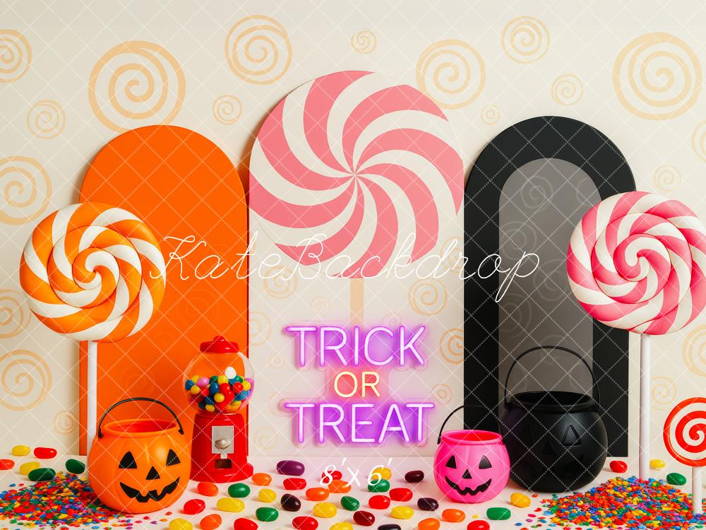 Kate Halloween Lollipops Candy Pumpkins Backdrop Designed by Patty Roberts - Kate Backdrop AU