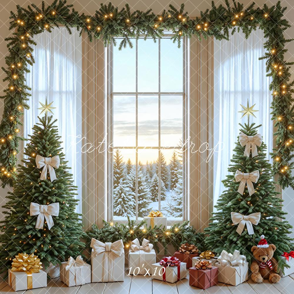 Kate Christmas Trees Gifts Window Backdrop Designed by Mini MakeBelieve