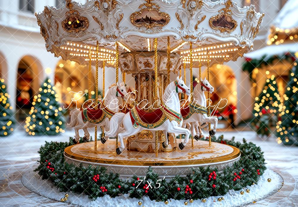 Kate Carousel Horses Christmas Backdrop Designed by Mini MakeBelieve - Kate Backdrop AU
