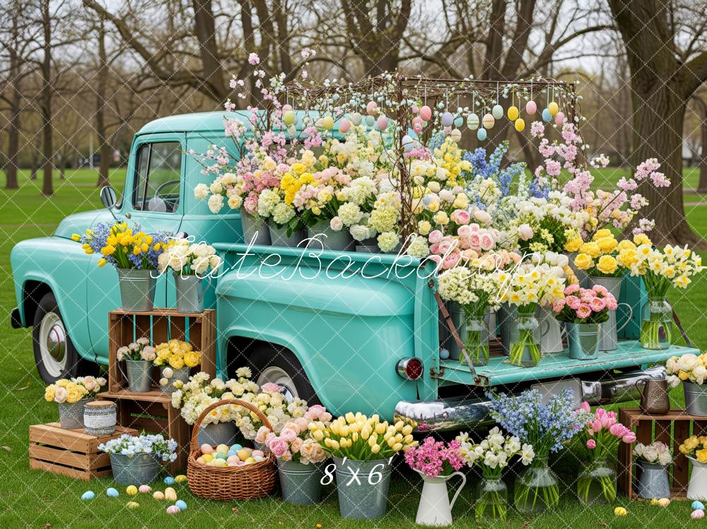 Kate Easter Truck Flowers Eggs Backdrop Designed by Patty Roberts