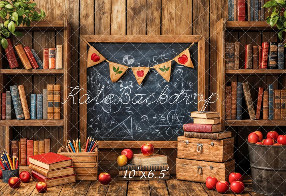 Kate Back to School Chalkboard Wooden Fleece Backdrop Designed by Emetselch - Kate Backdrop AU