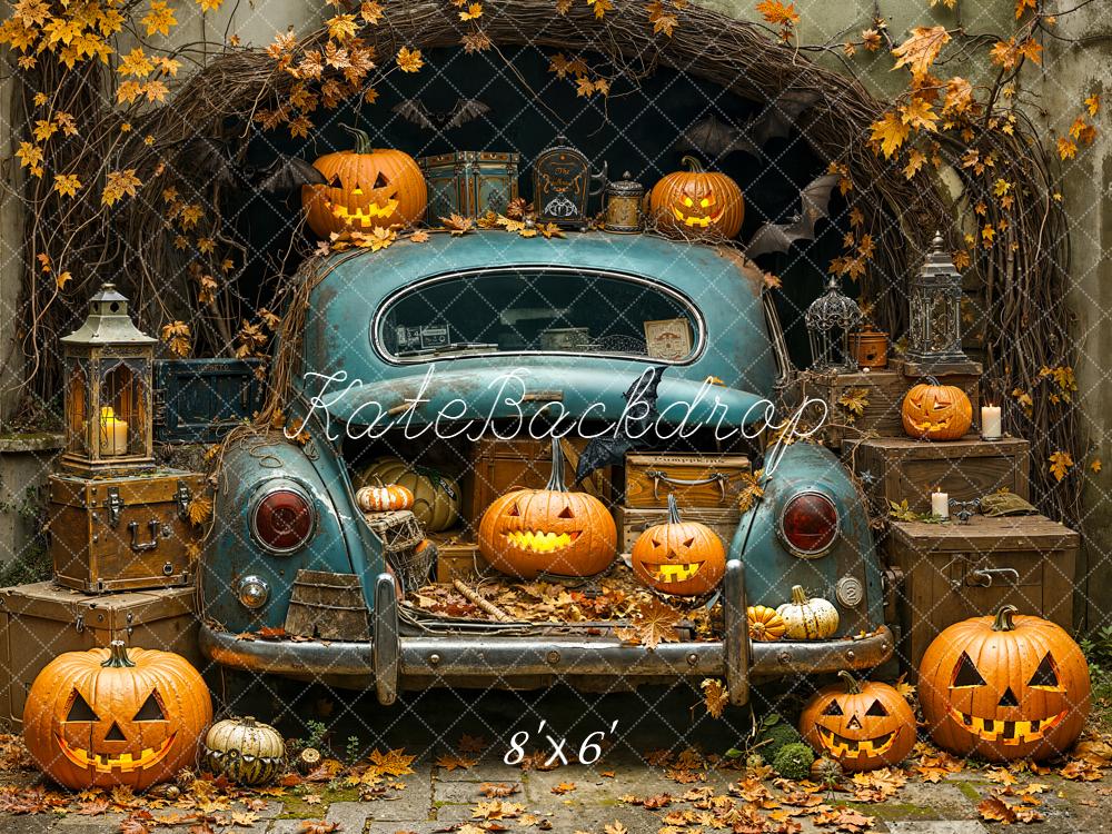 Kate Halloween Vintage Car Pumpkins Backdrop Designed by Emetselch