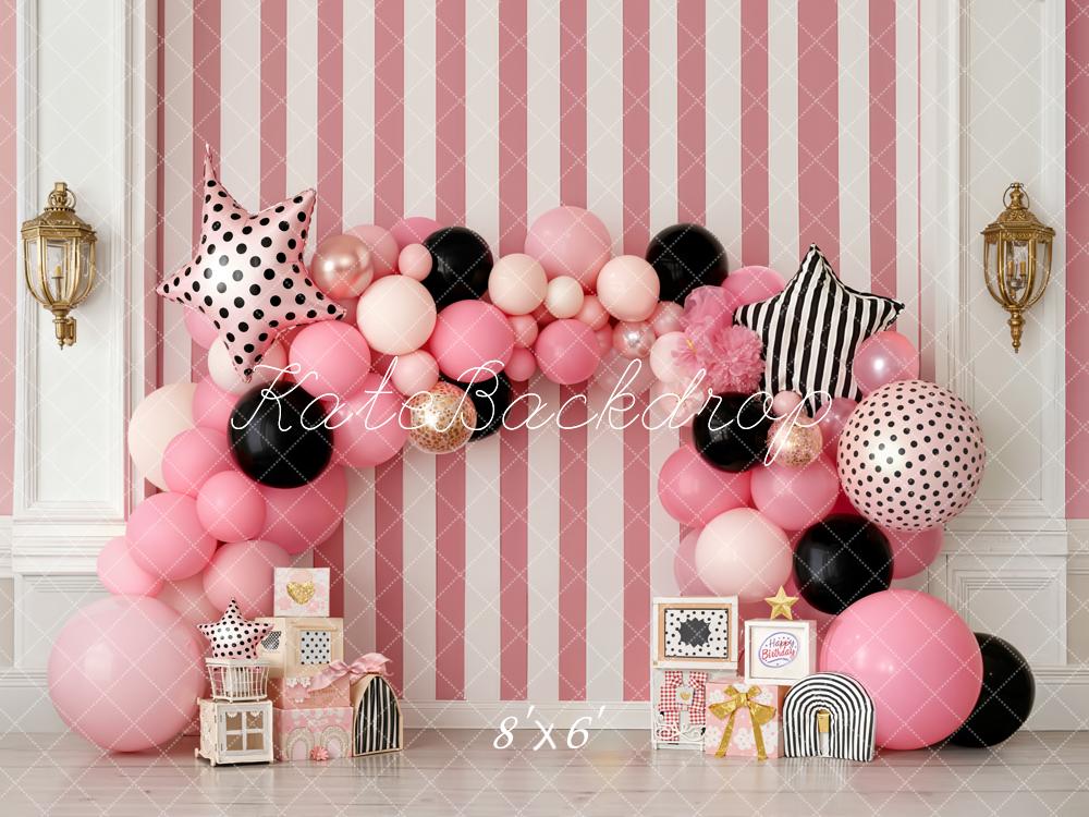 Kate Pink Balloon Cake Smash Fleece Backdrop Designed by Emetselch