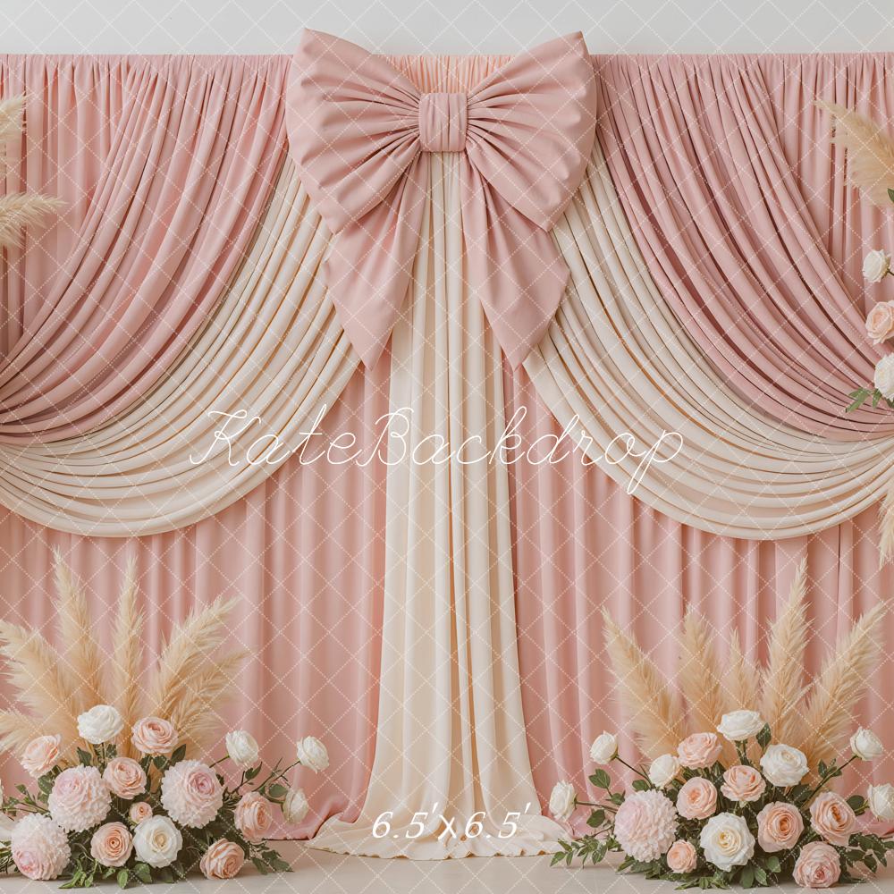 Kate Pink Bow Drapes Spring Backdrop Designed by Mini MakeBelieve - Kate Backdrop AU