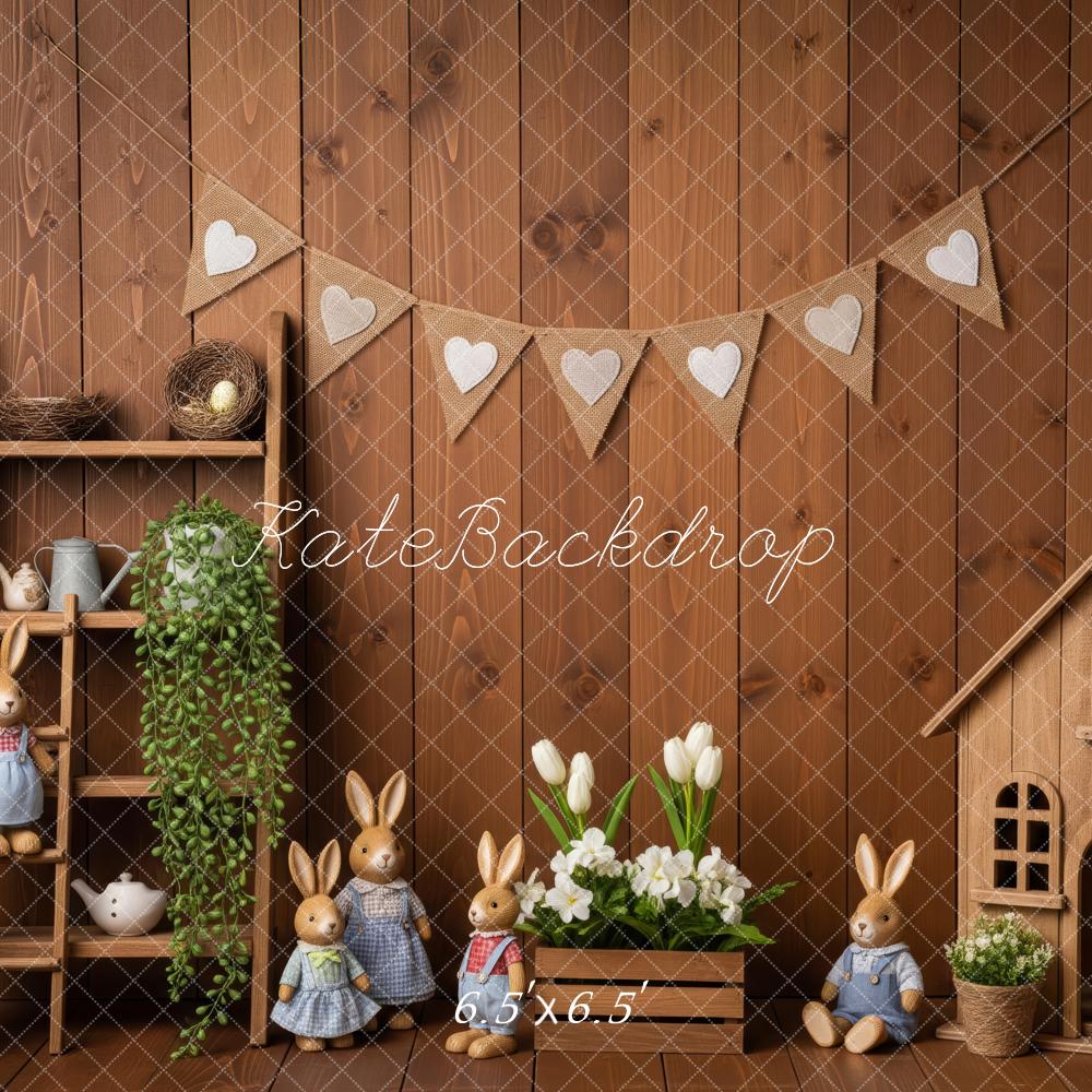 Kate Easter Bunny Dolls Wooden Wall Backdrop Designed by Patty Roberts