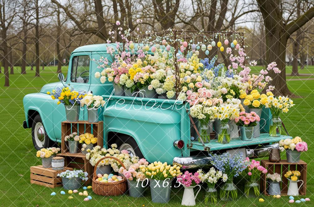 Kate Easter Truck Flowers Eggs Backdrop Designed by Patty Roberts