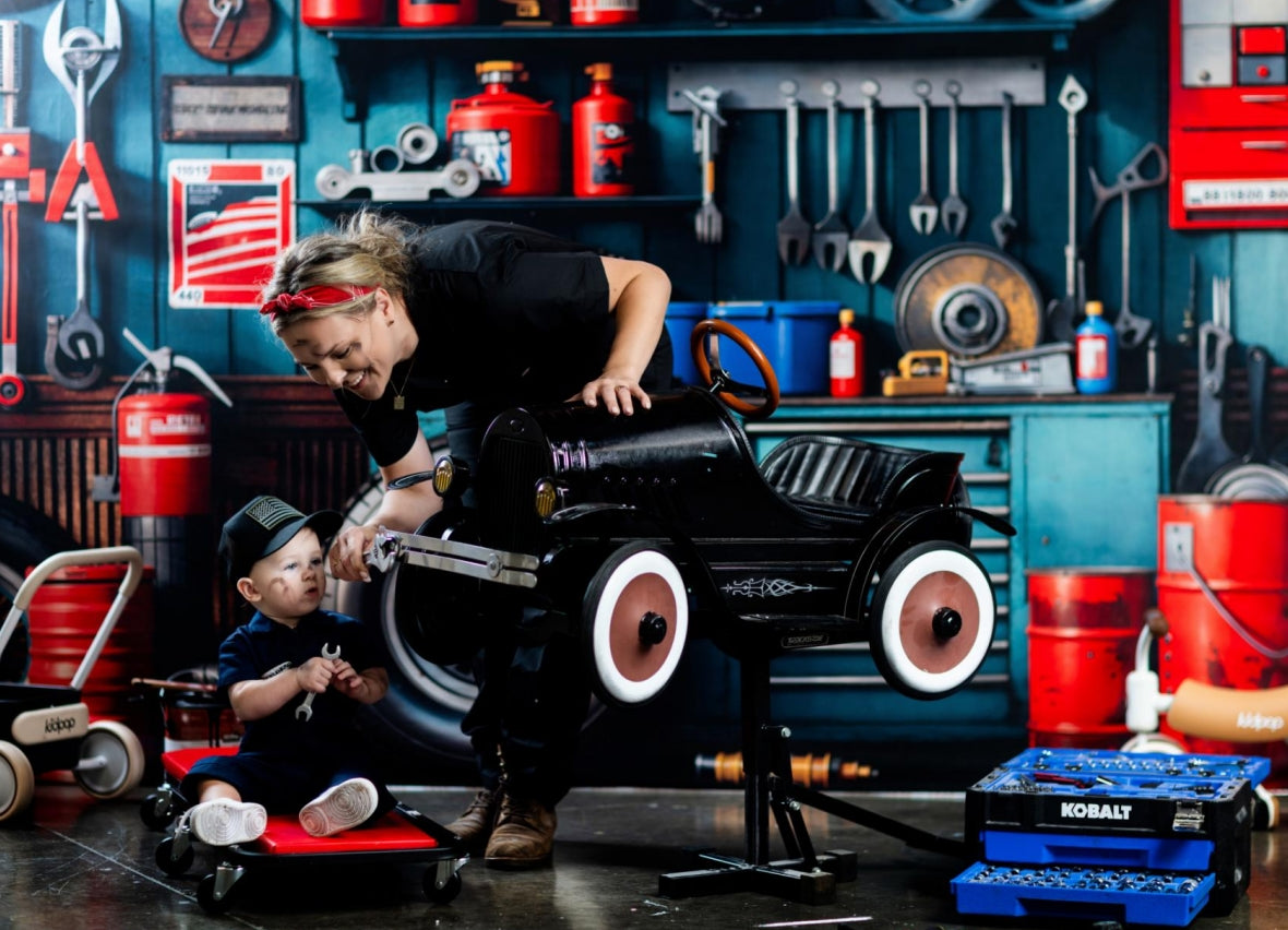 Kate Garage Tools Tyres Shelves Backdrop Designed by Emetselch