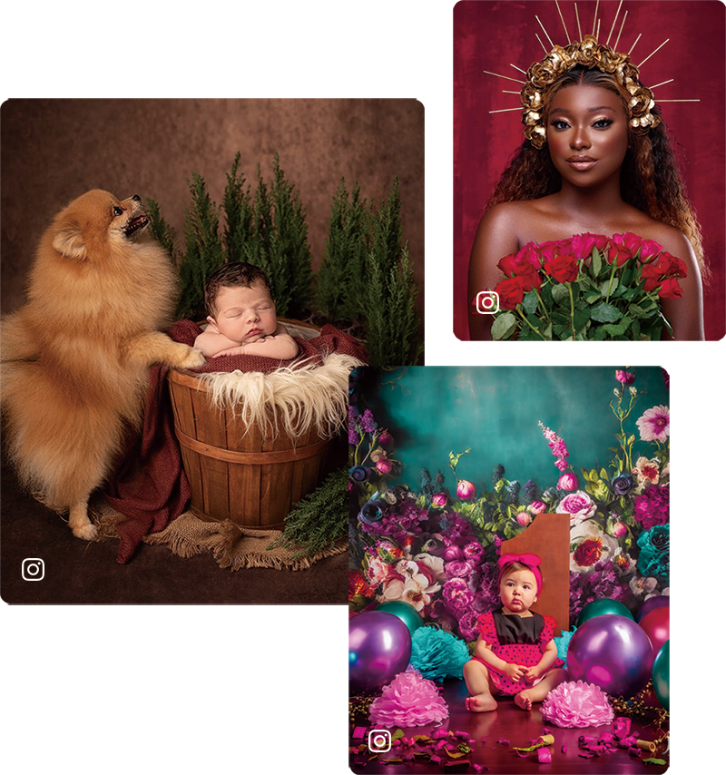 Jigsaw puzzle of cute baby and lady holding rose flower in front of red abstract backdrop