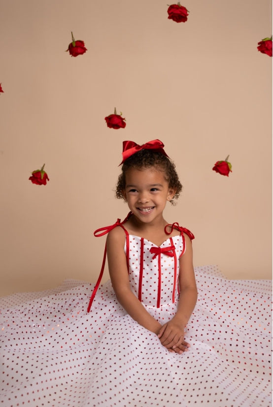 Kate Valentine's Day Heart Sequin Bow Kids Dress for Photography - Kate Backdrop AU