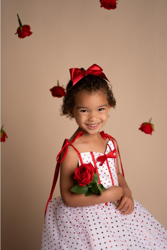 Kate Valentine's Day Heart Sequin Bow Kids Dress for Photography - Kate Backdrop AU