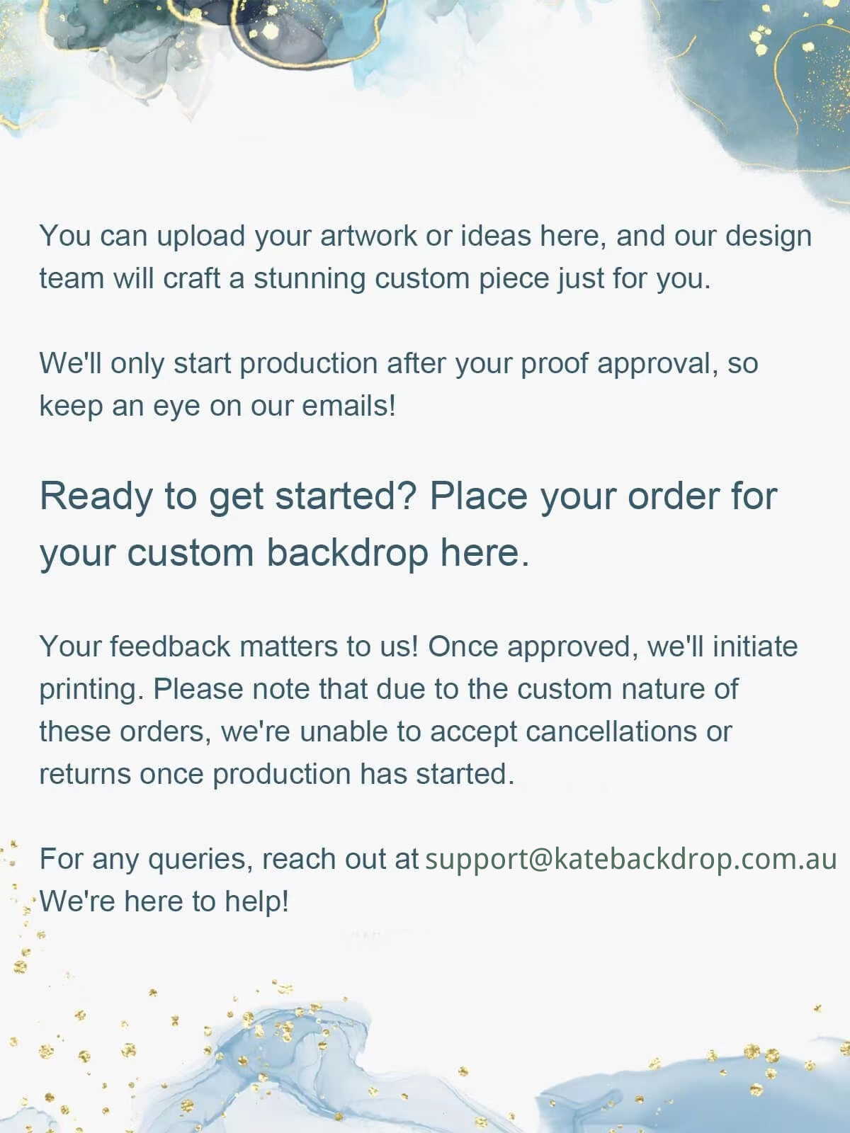 Kate Custom Photography Fabric Printed Backdrop (Size: width x height) - Kate Backdrop AU